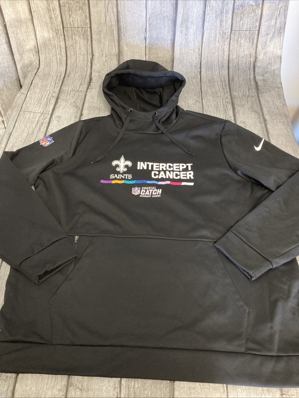 NWT Men’s Nike New Orleans Saints Crucial Catch Hoodie XXL Black 2XL ThermaFit